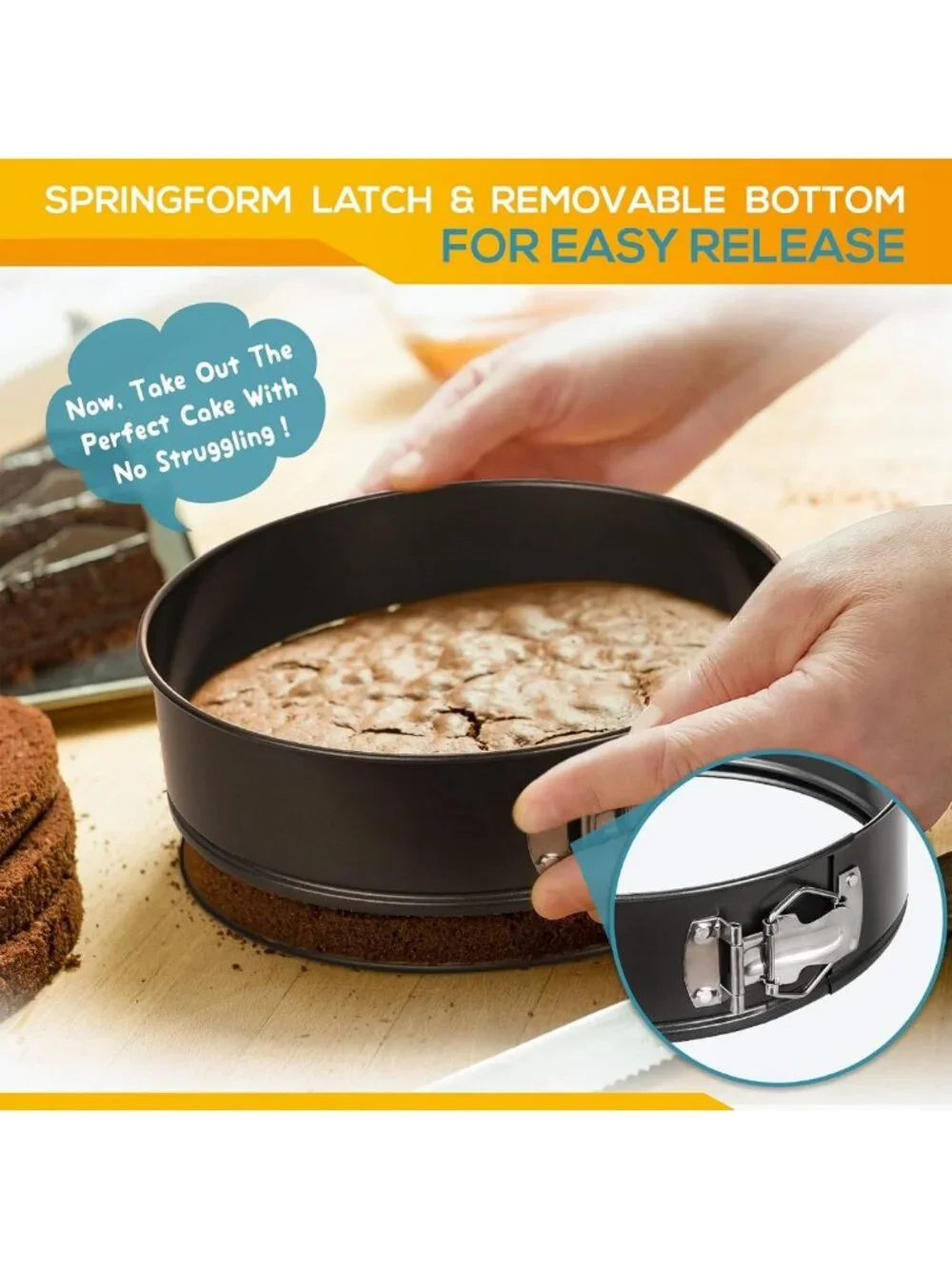 Non-Stick Springform Pan Set of 3 - Leakproof Round Cake Pans, 6